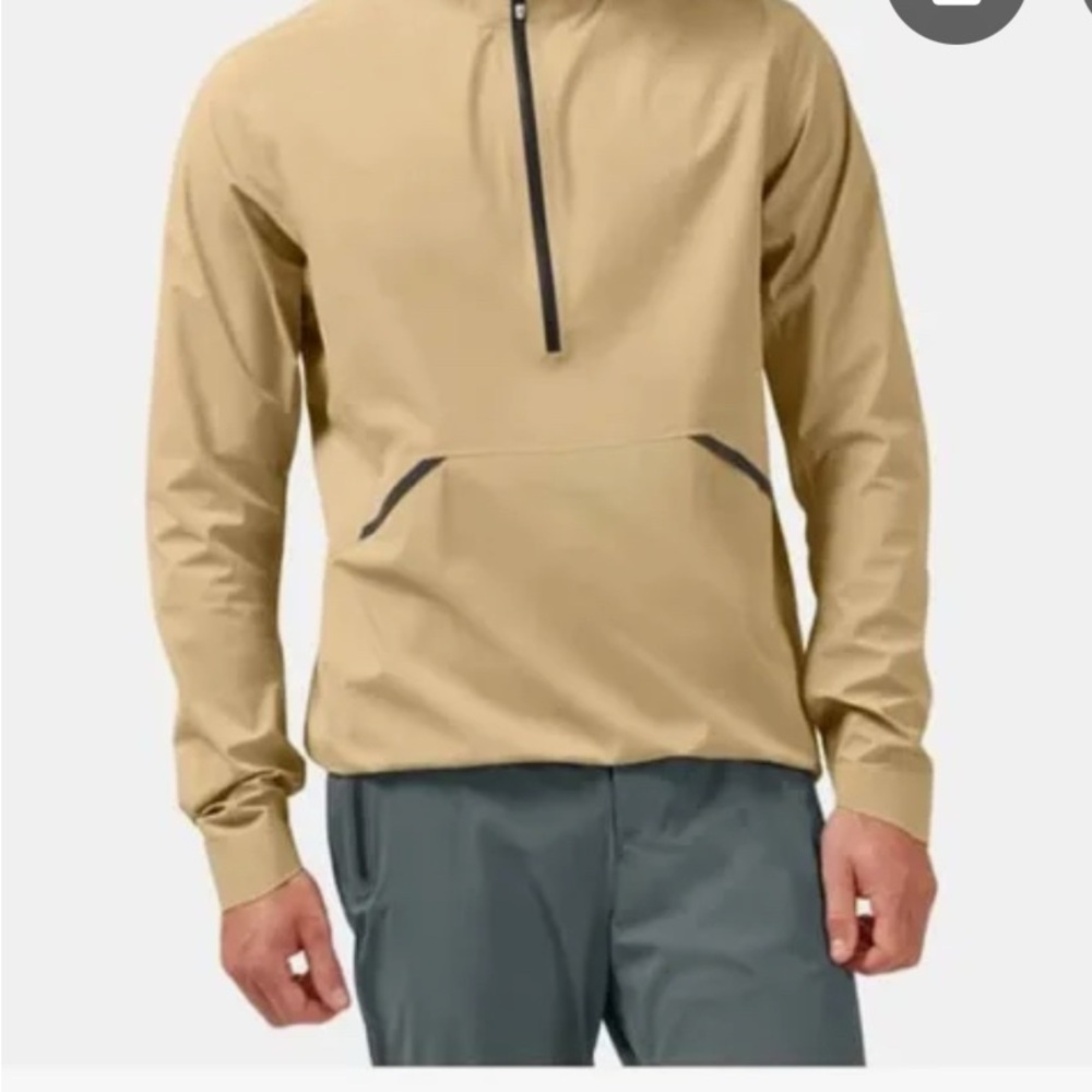 On Running Men’s Anorak - medium, Tan Jacket with Half-Zip